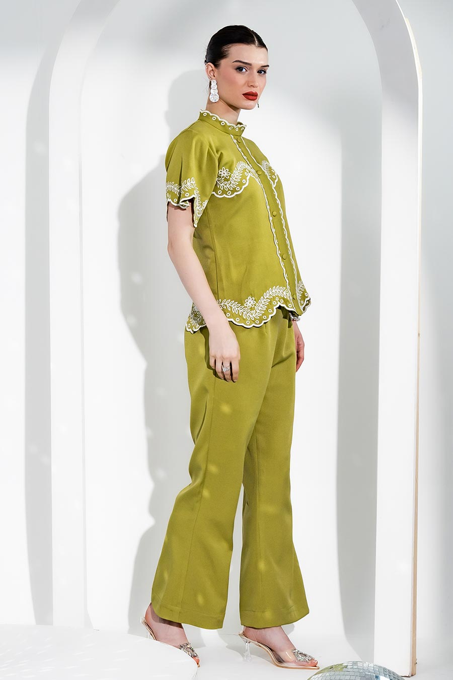 Lemon Green Tasmin Shirt & Pant Co-Ord Set