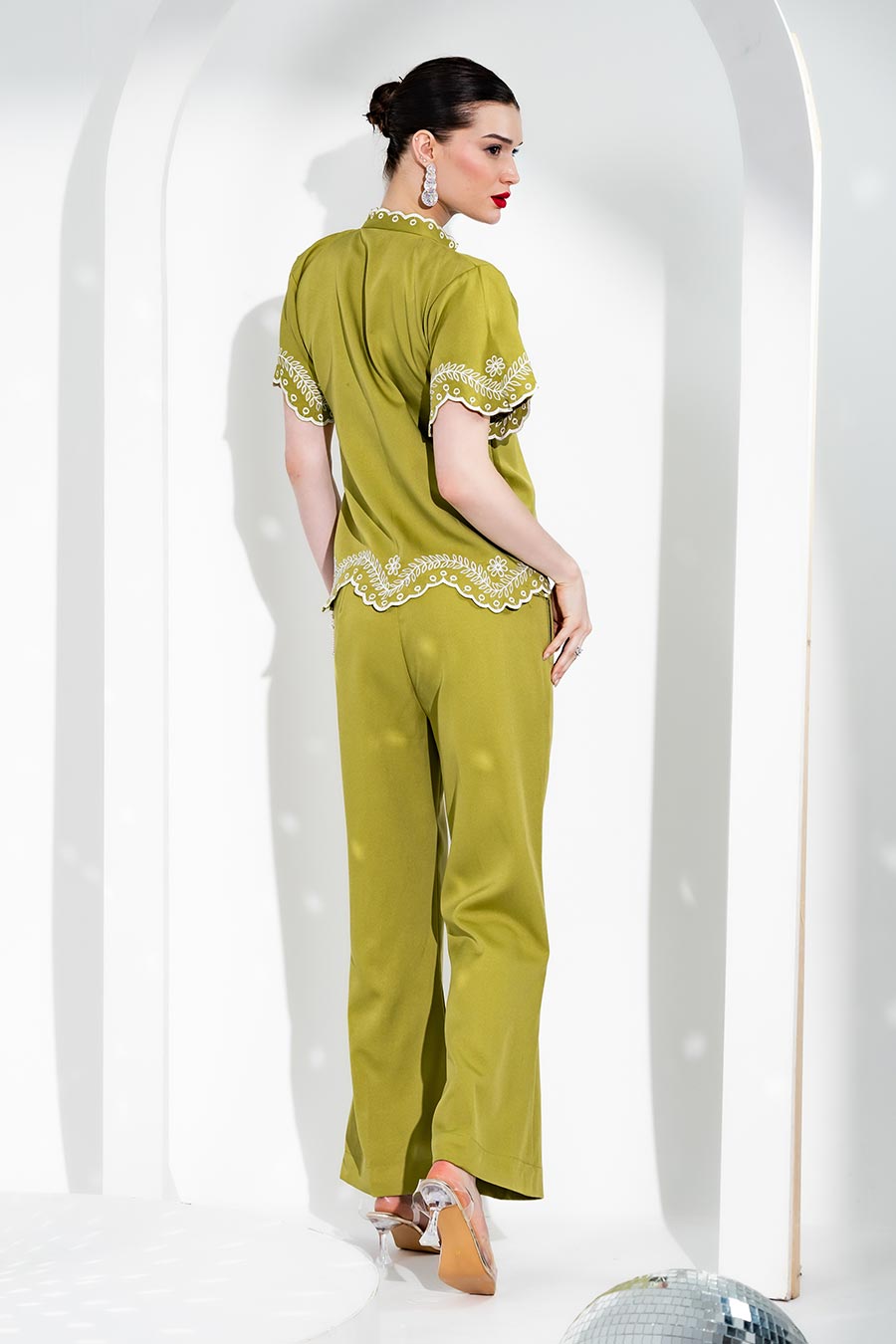 Lemon Green Tasmin Shirt & Pant Co-Ord Set