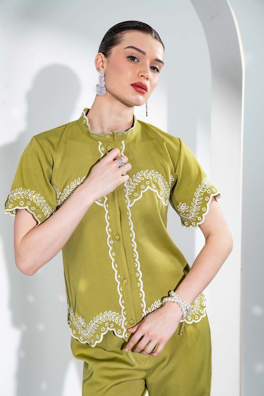 Lemon Green Tasmin Shirt & Pant Co-Ord Set