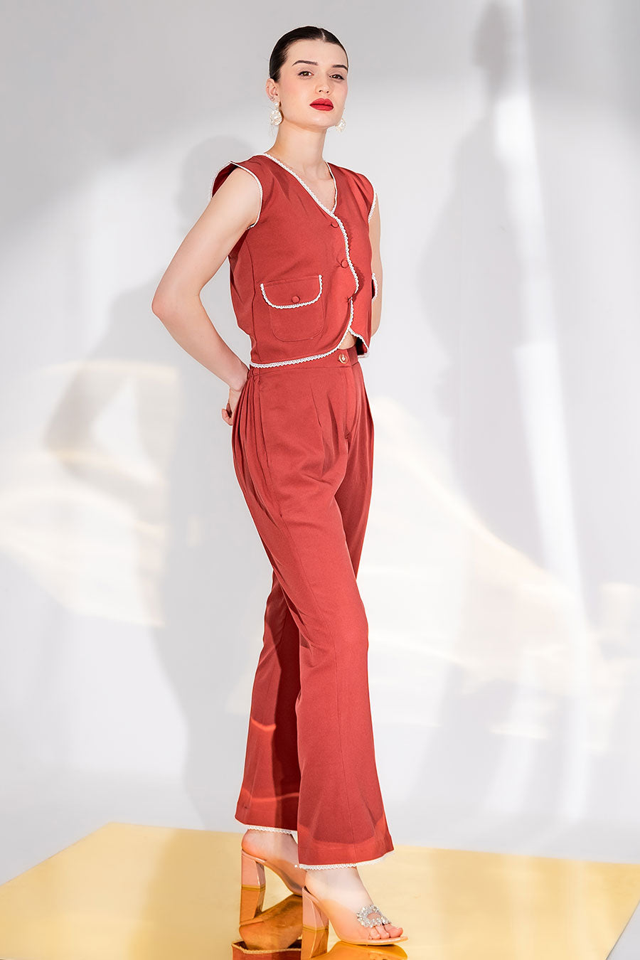 Rust Tyra Vest Top & Pant Co-Ord Set