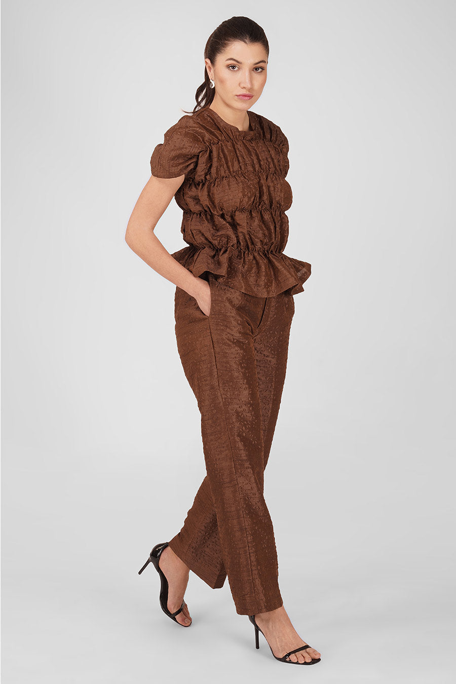 Brown Abbey Top & Pant Co-Ord Set