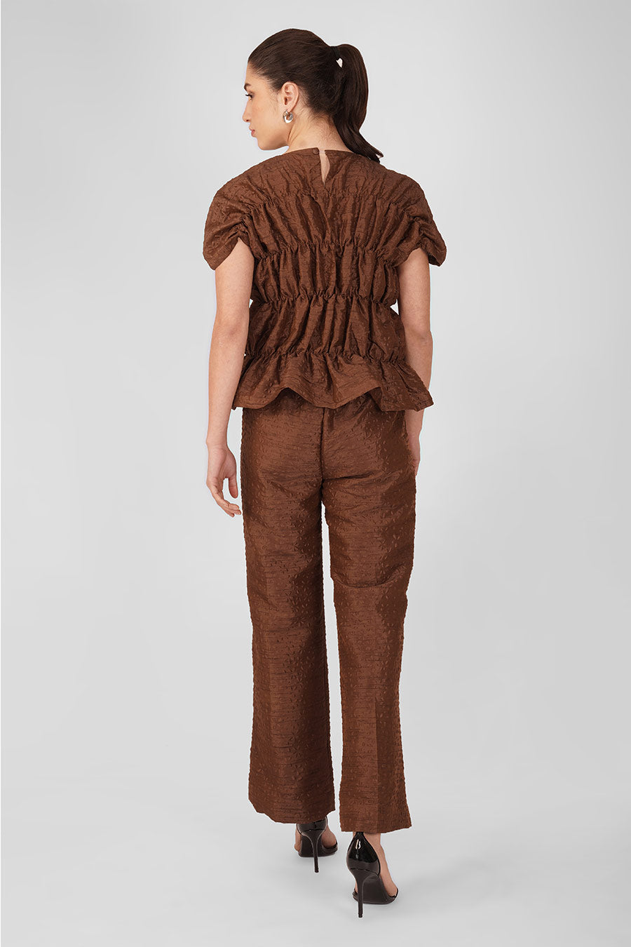 Brown Abbey Top & Pant Co-Ord Set