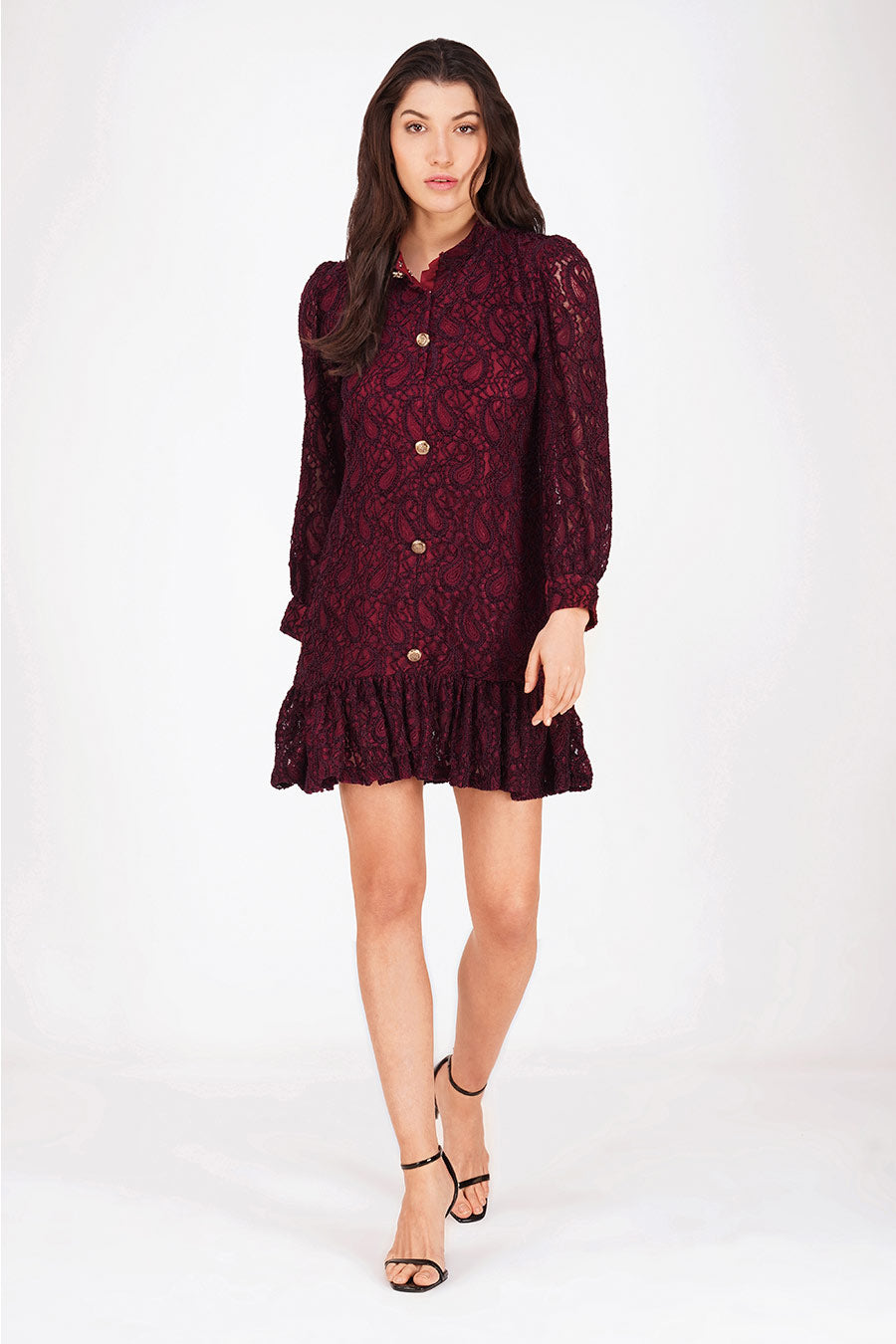 Wine Bella Lace Dress
