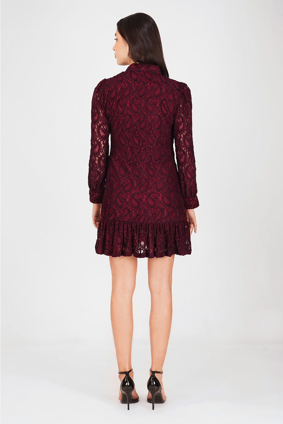 Wine Bella Lace Dress