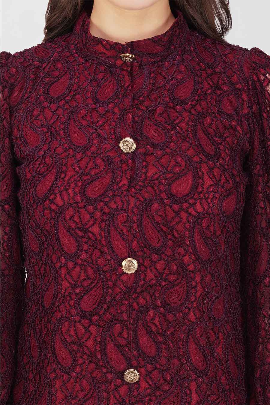 Wine Bella Lace Dress