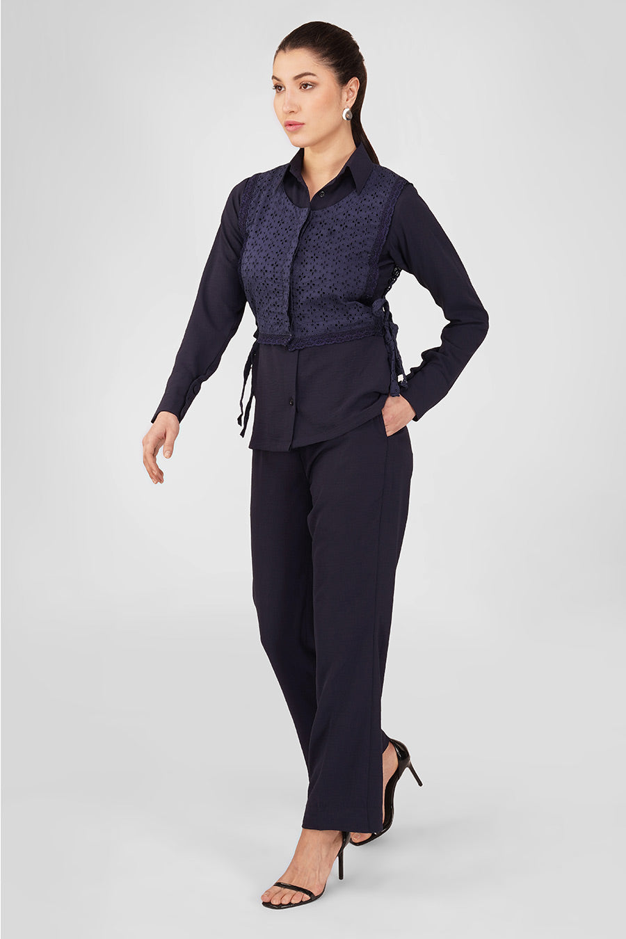 Blue Rosewood Shirt & Pant Co-Ord Set