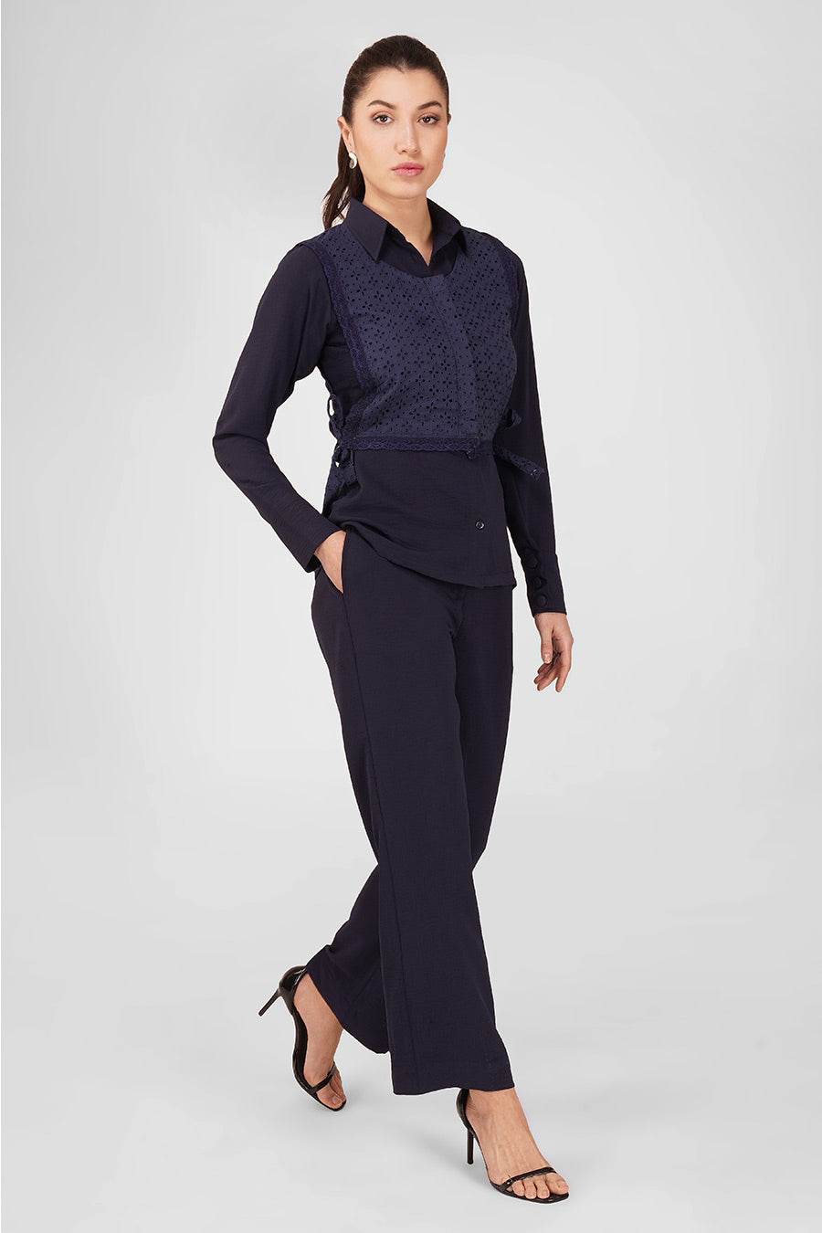 Blue Rosewood Shirt & Pant Co-Ord Set