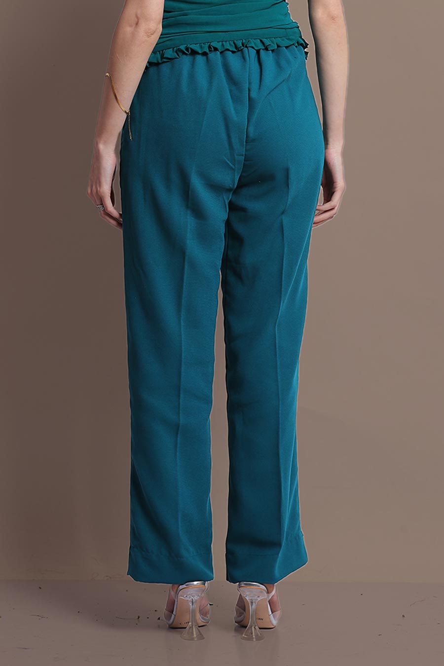 Green Ruched Top & Pants Co-Ord Set