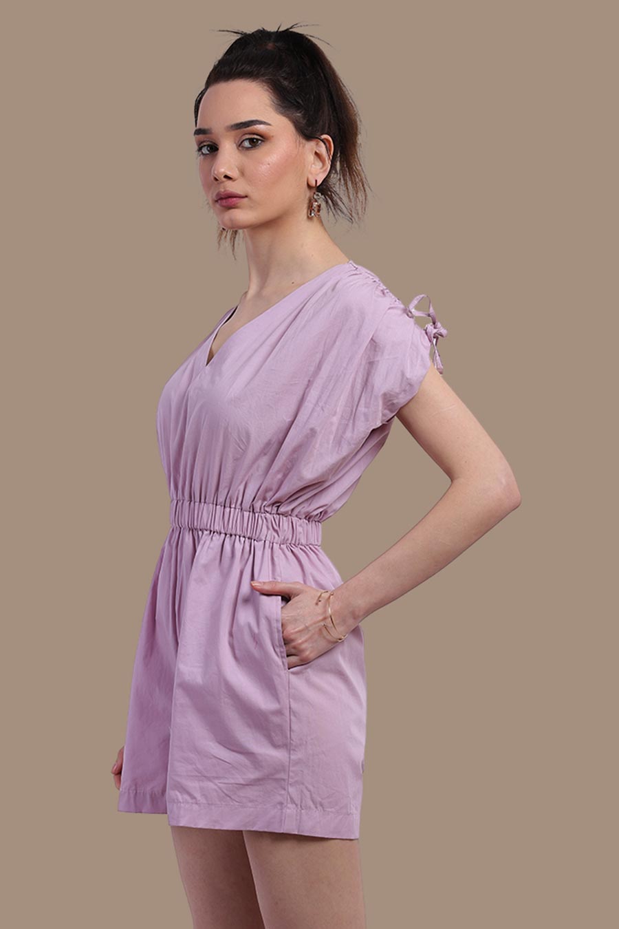 Lilac Elasticated Romper Jumpsuit