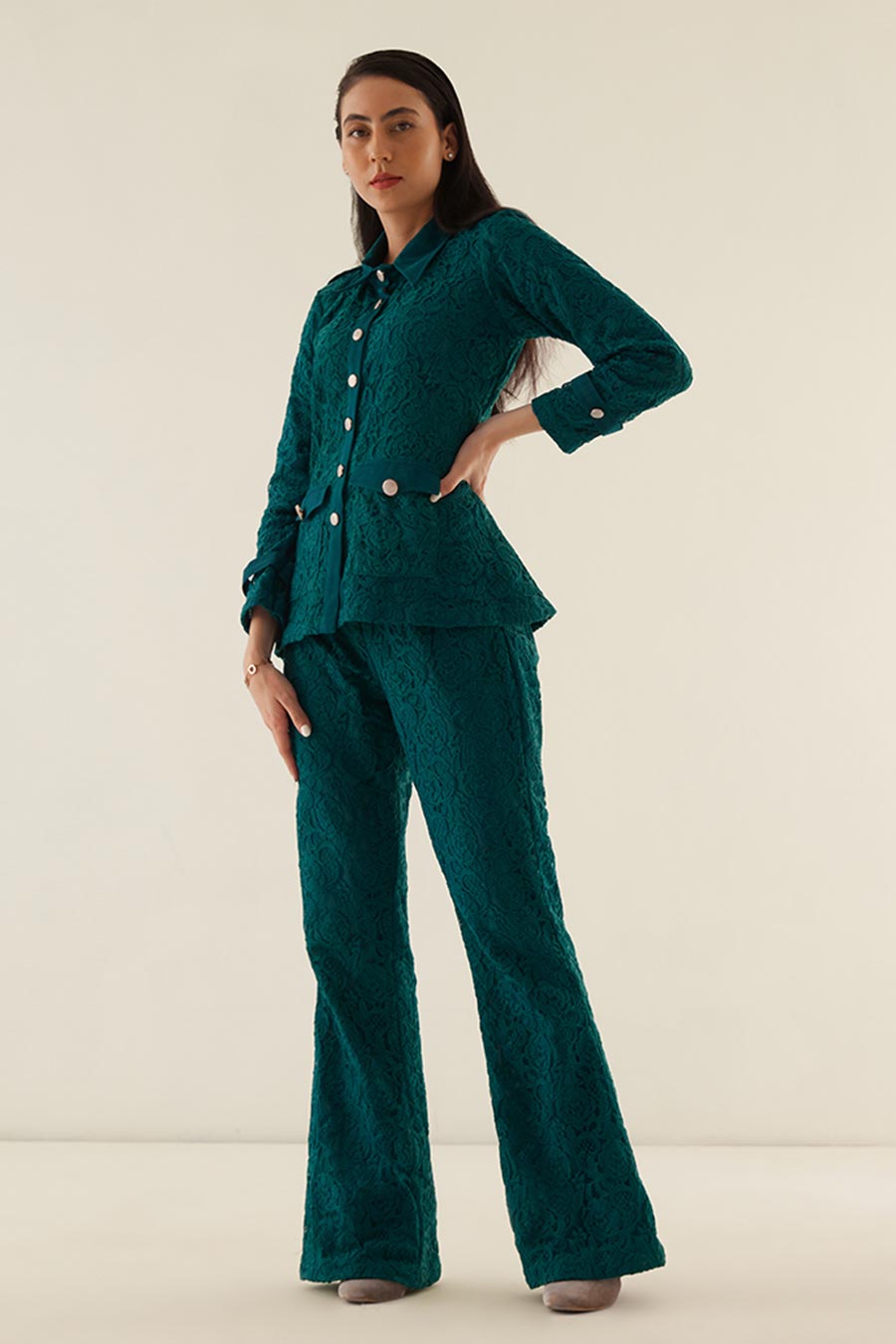 Teal Shirt & Pant Co-Ord Set