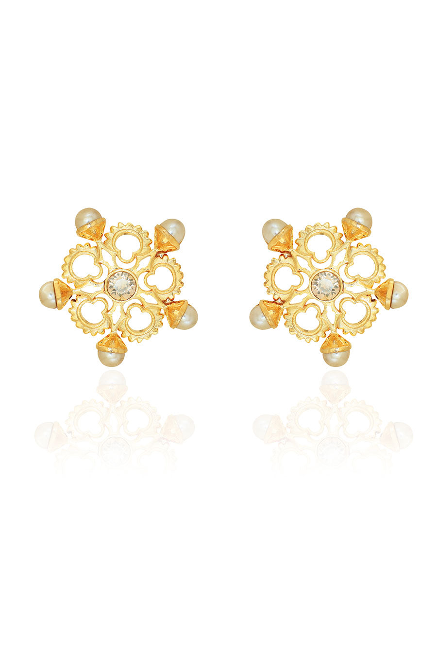 Gold Honey Suckle Swarovski Stud Earrings