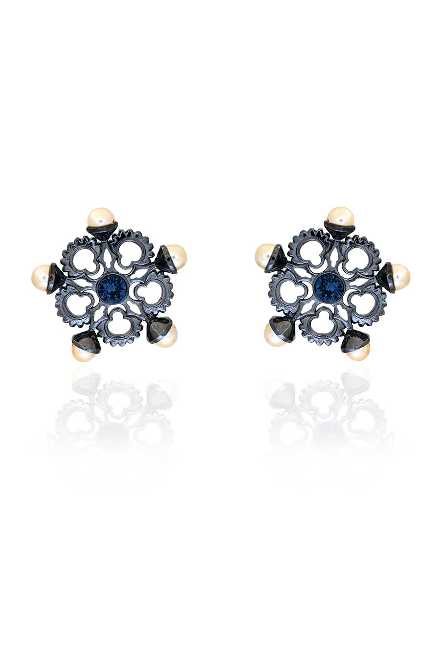 Deep Gunmetal Honey Suckle Swarovski Stud Earrings