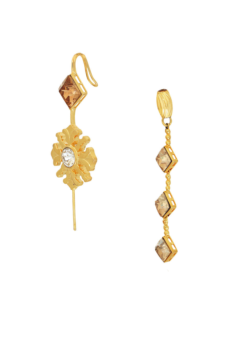 Honey Gold Morning Day Lily Swarovski Drop Earring