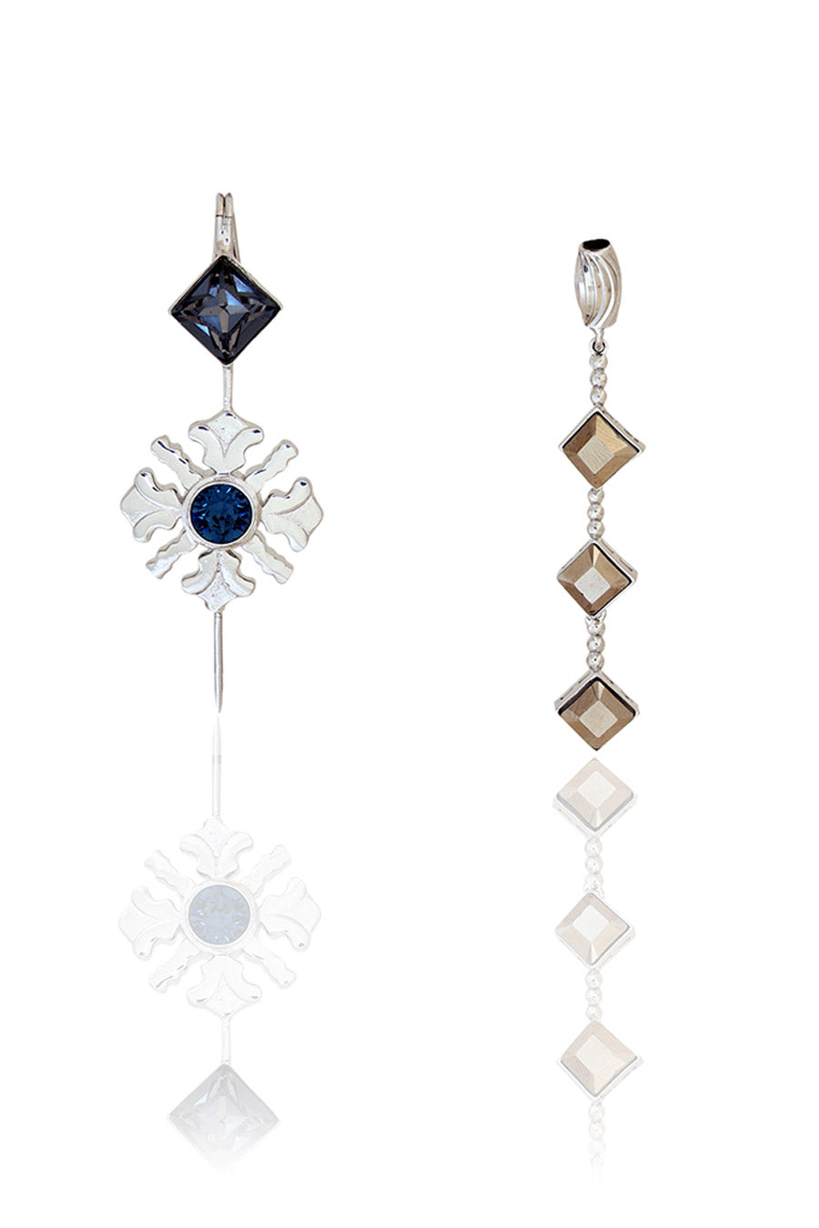 Midnight Blue Morning Day Lily Swarovski Drop Earring