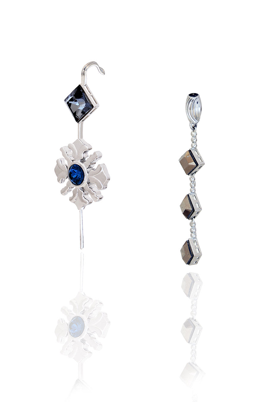 Midnight Blue Morning Day Lily Swarovski Drop Earring