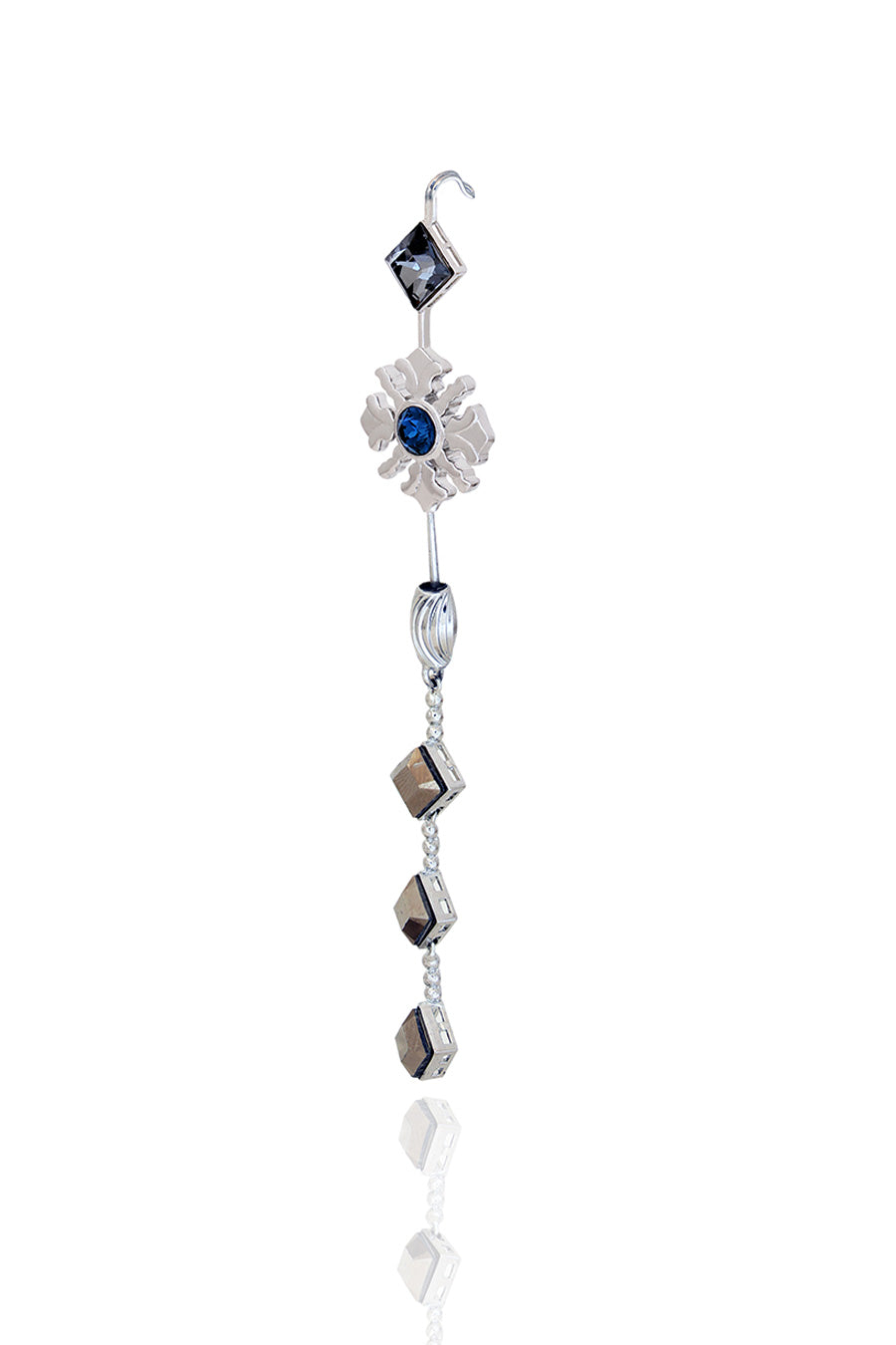 Midnight Blue Morning Day Lily Swarovski Drop Earring