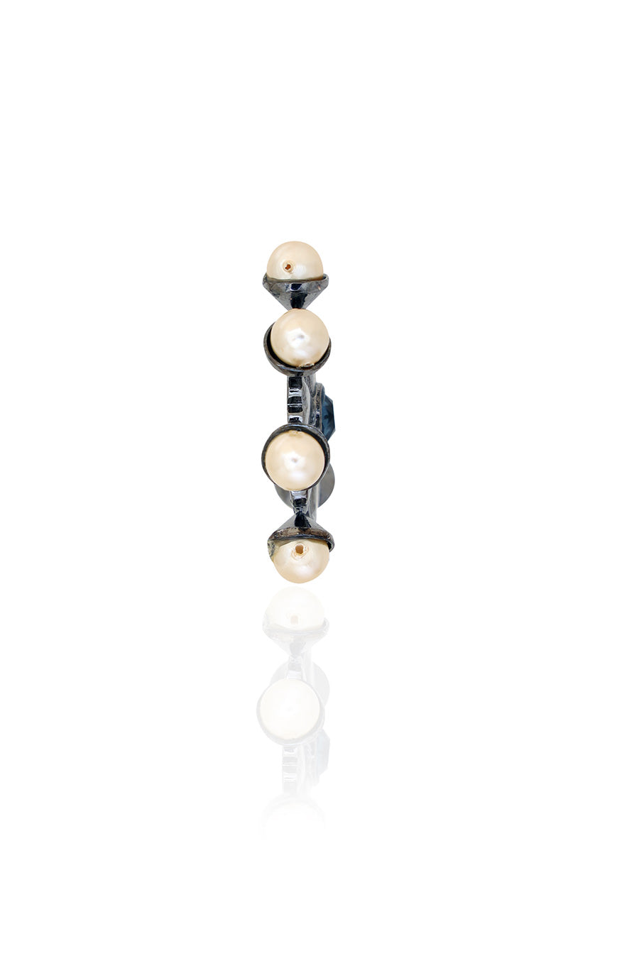Deep Gunmetal with Ink Blue Old Daisy Swarovski Stud Earrings