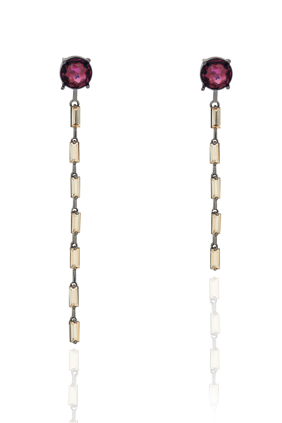 Old Amethyst Woody Lavender Swarovski Drop Earrings