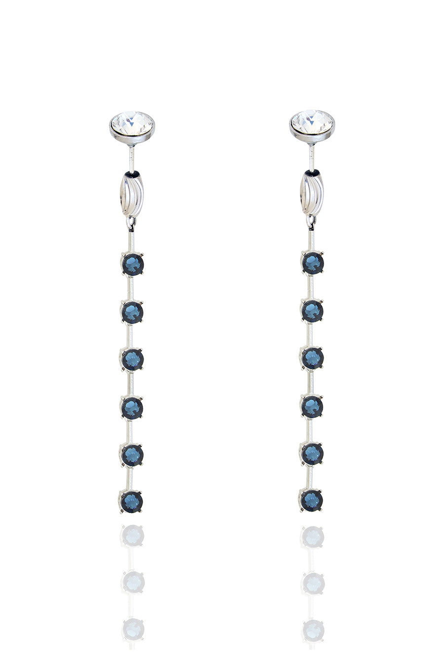 Deep Water Blue in Silver Midnight Musk Swarovski Drop Earrings