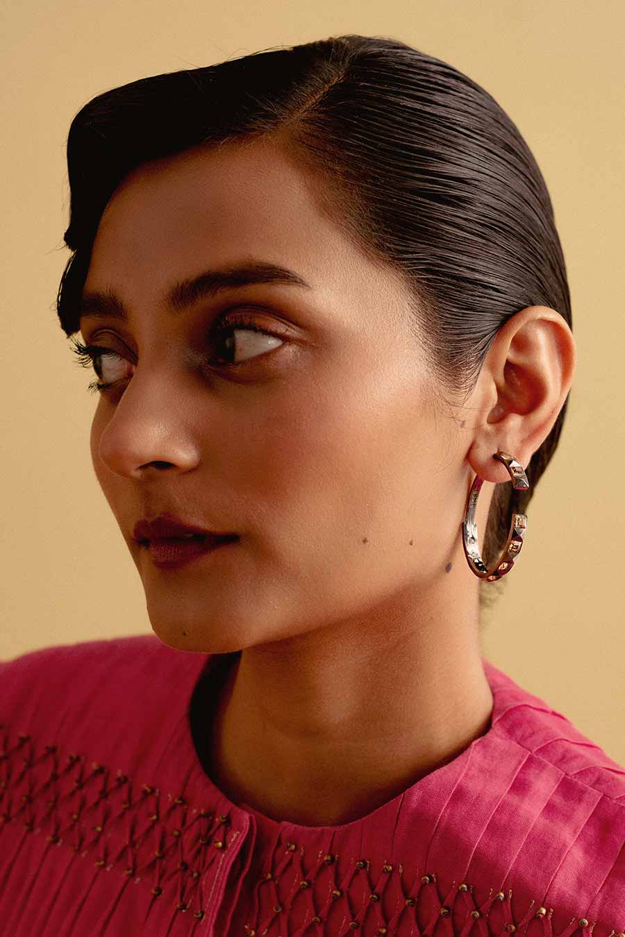 Metal Gold Musky Cedar Swarovski Hoop Earrings