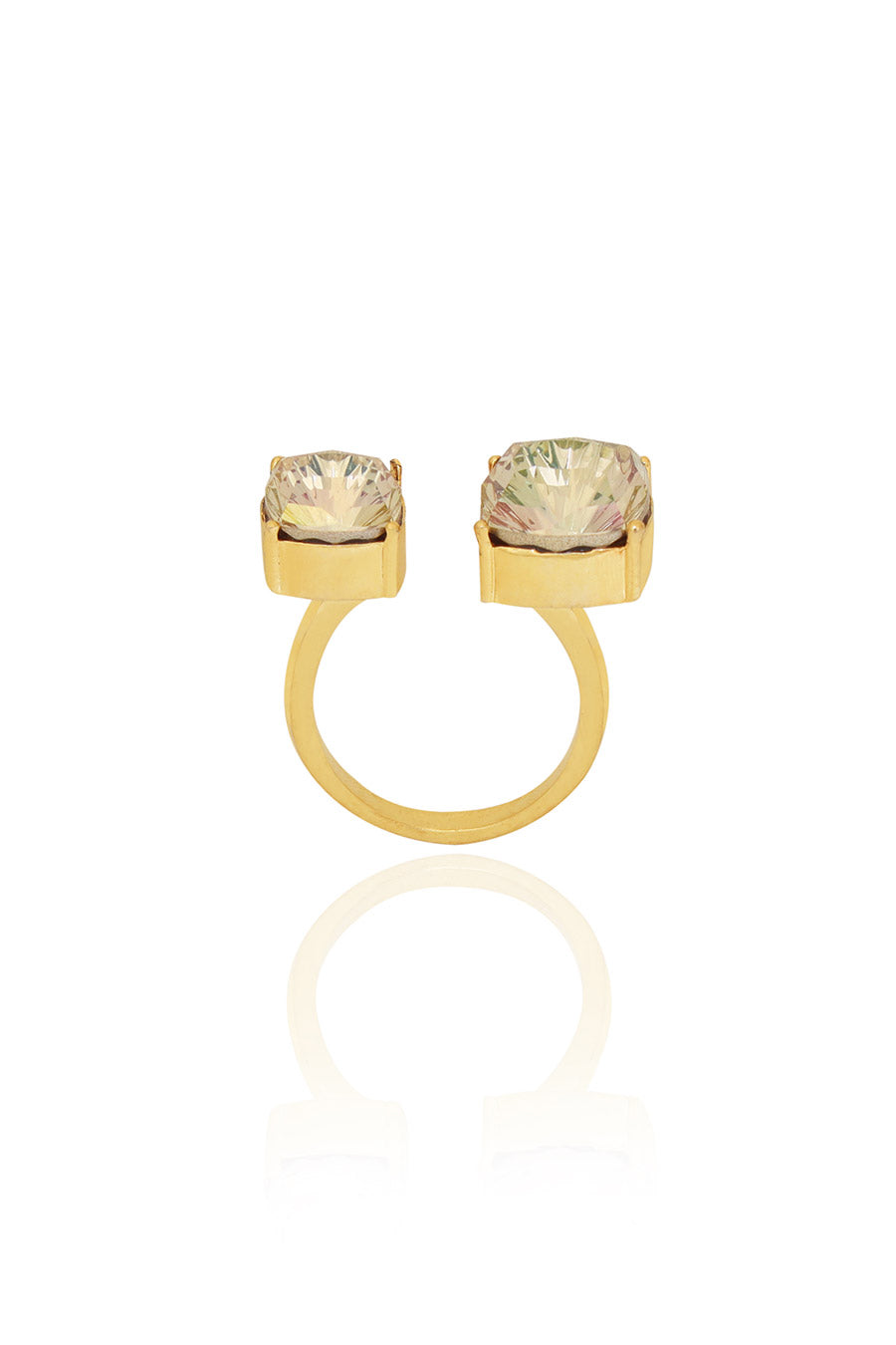 Luminous Gold Velvet Sage Swarovski Ring