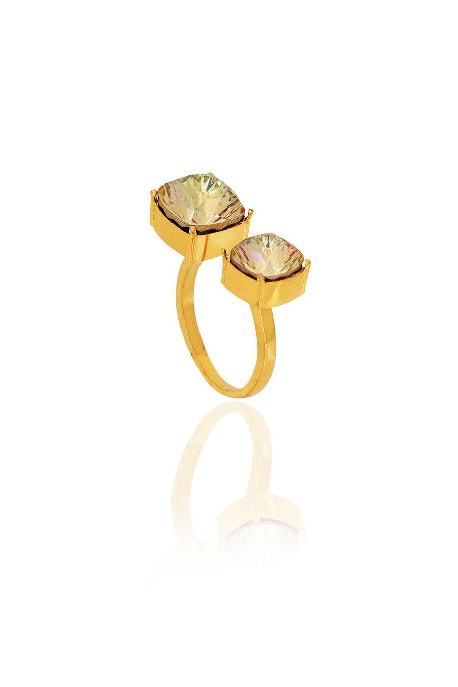 Luminous Gold Velvet Sage Swarovski Ring