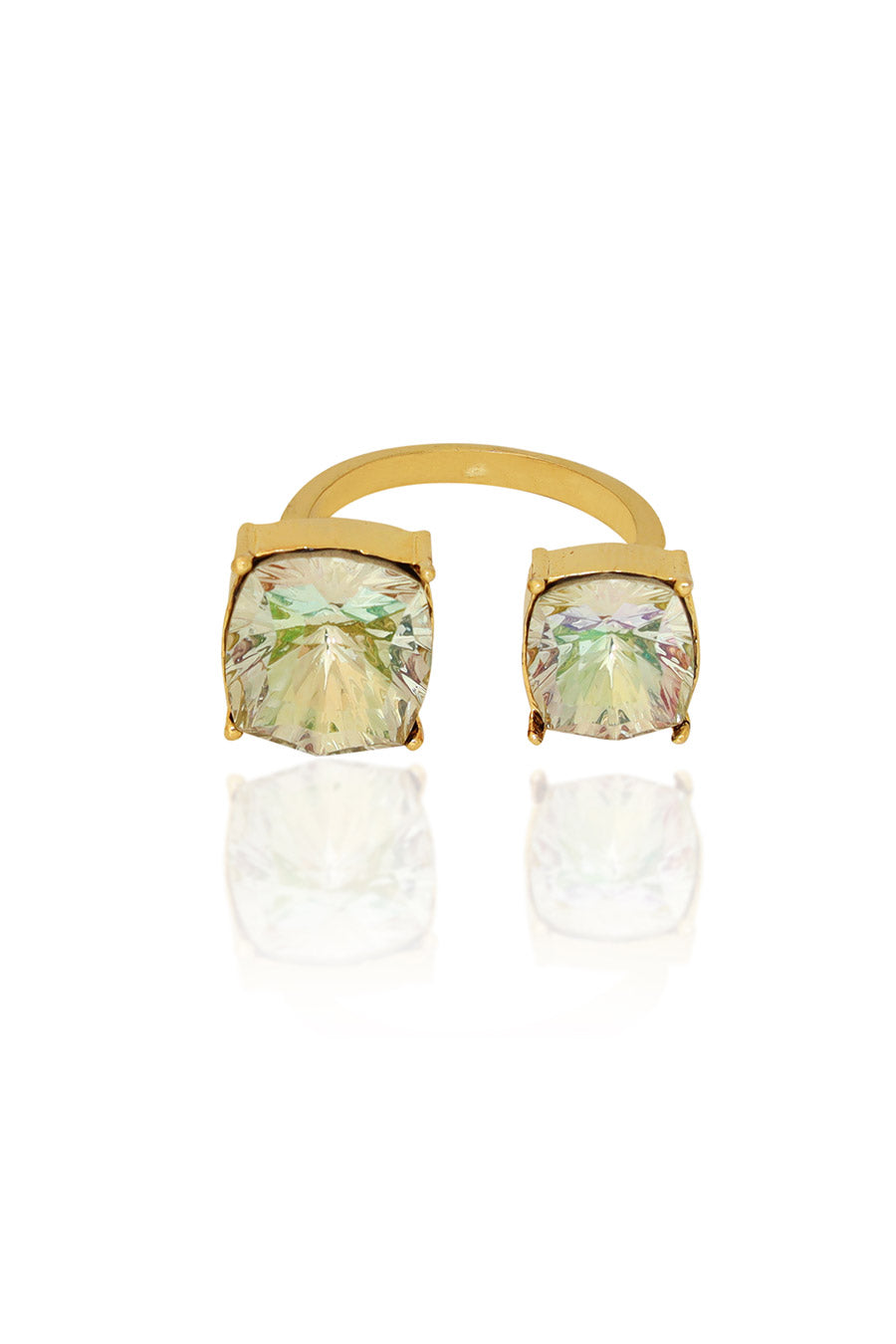 Luminous Gold Velvet Sage Swarovski Ring