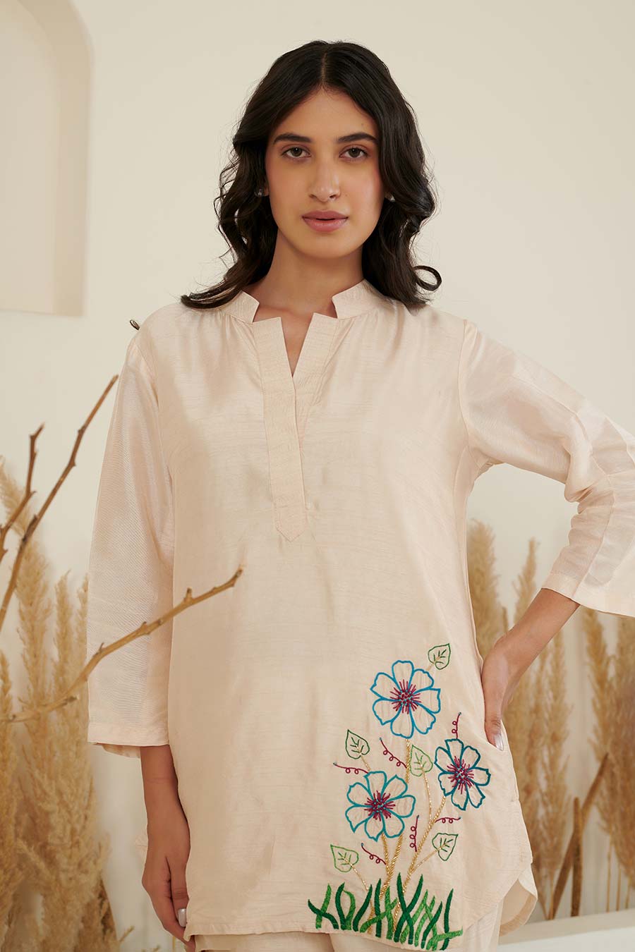ERa Ivory Silk Embroidered Co-Ord Set