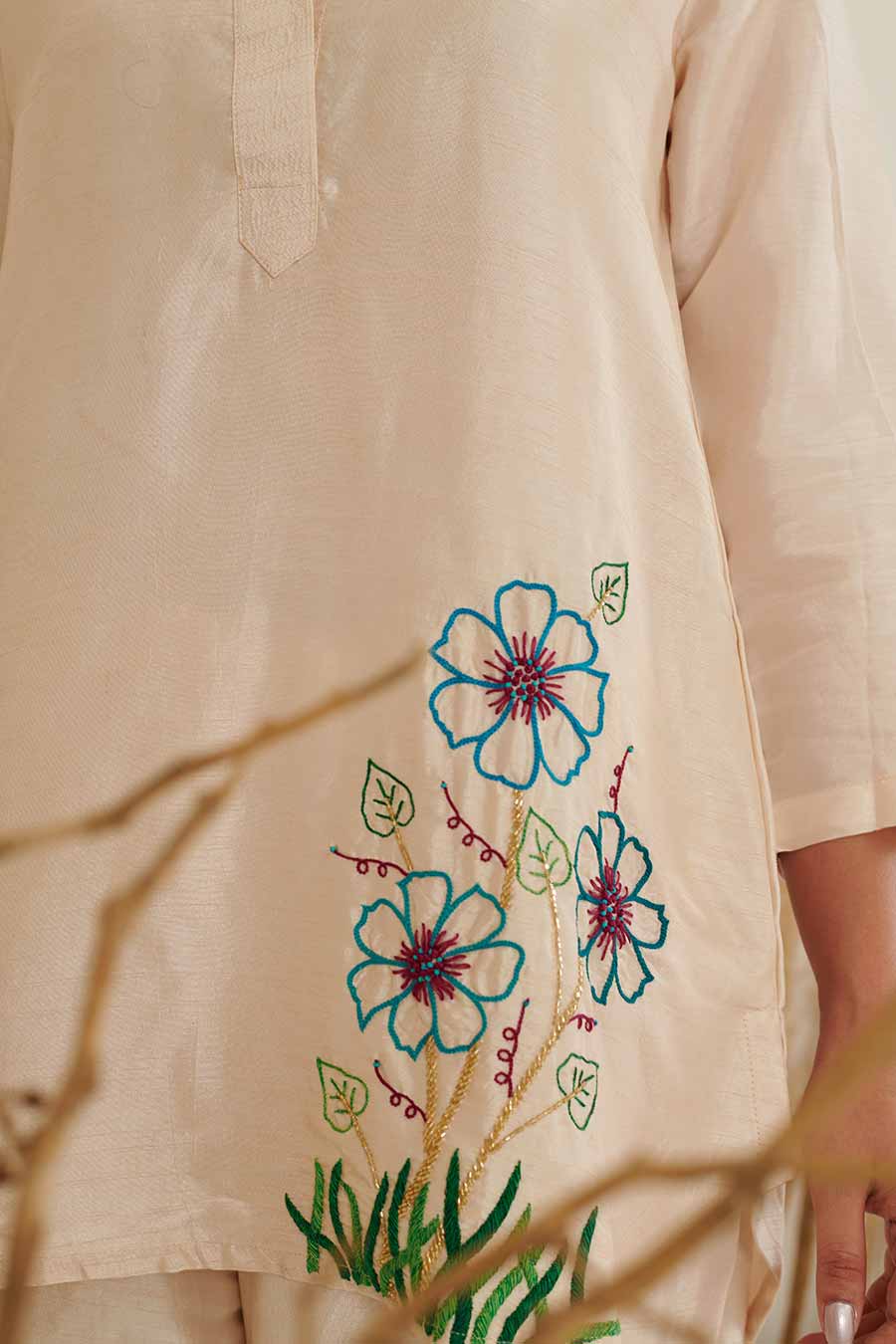 ERa Ivory Silk Embroidered Co-Ord Set