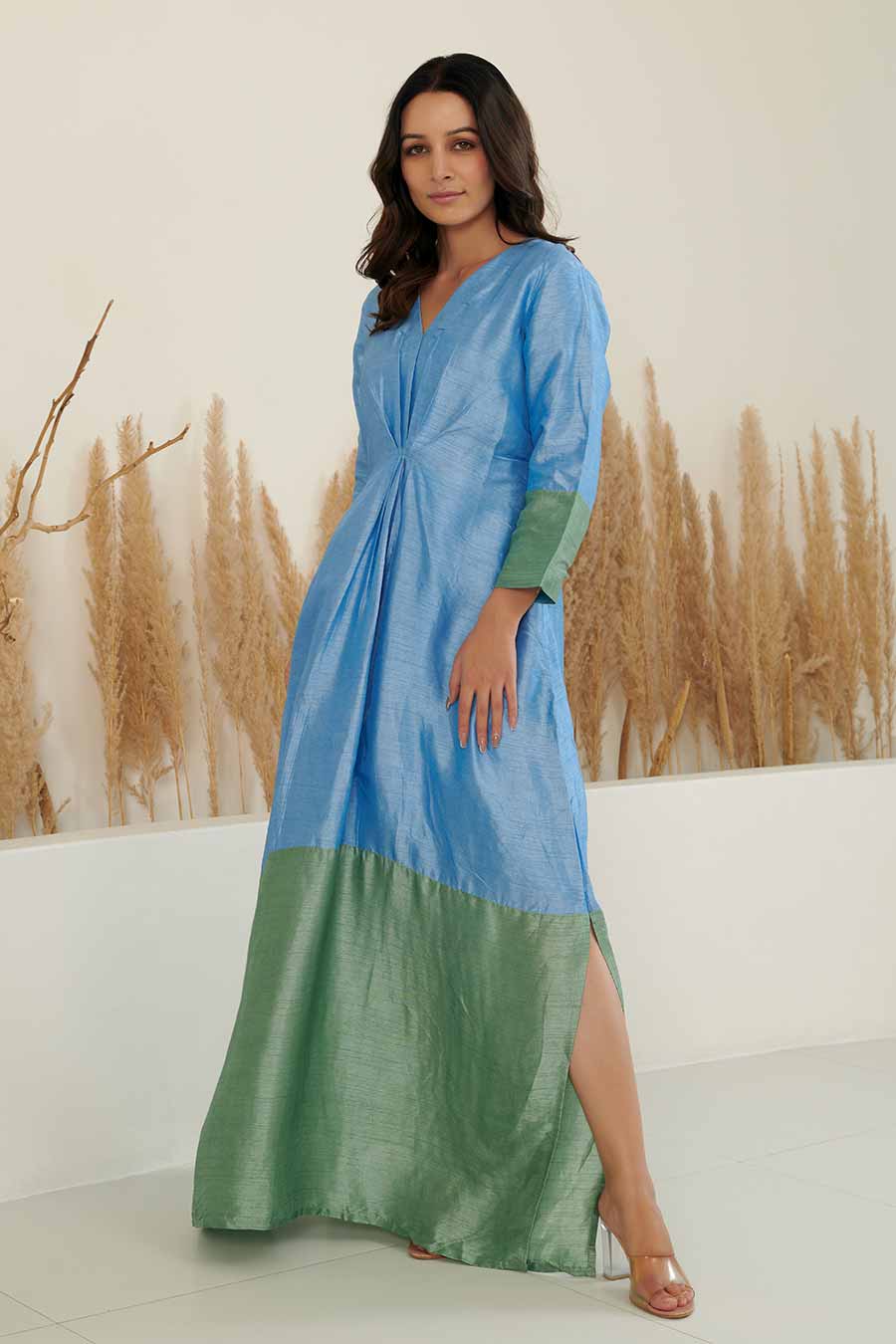 SeiNe Colour Block Silk Kaftan-Cut Dress