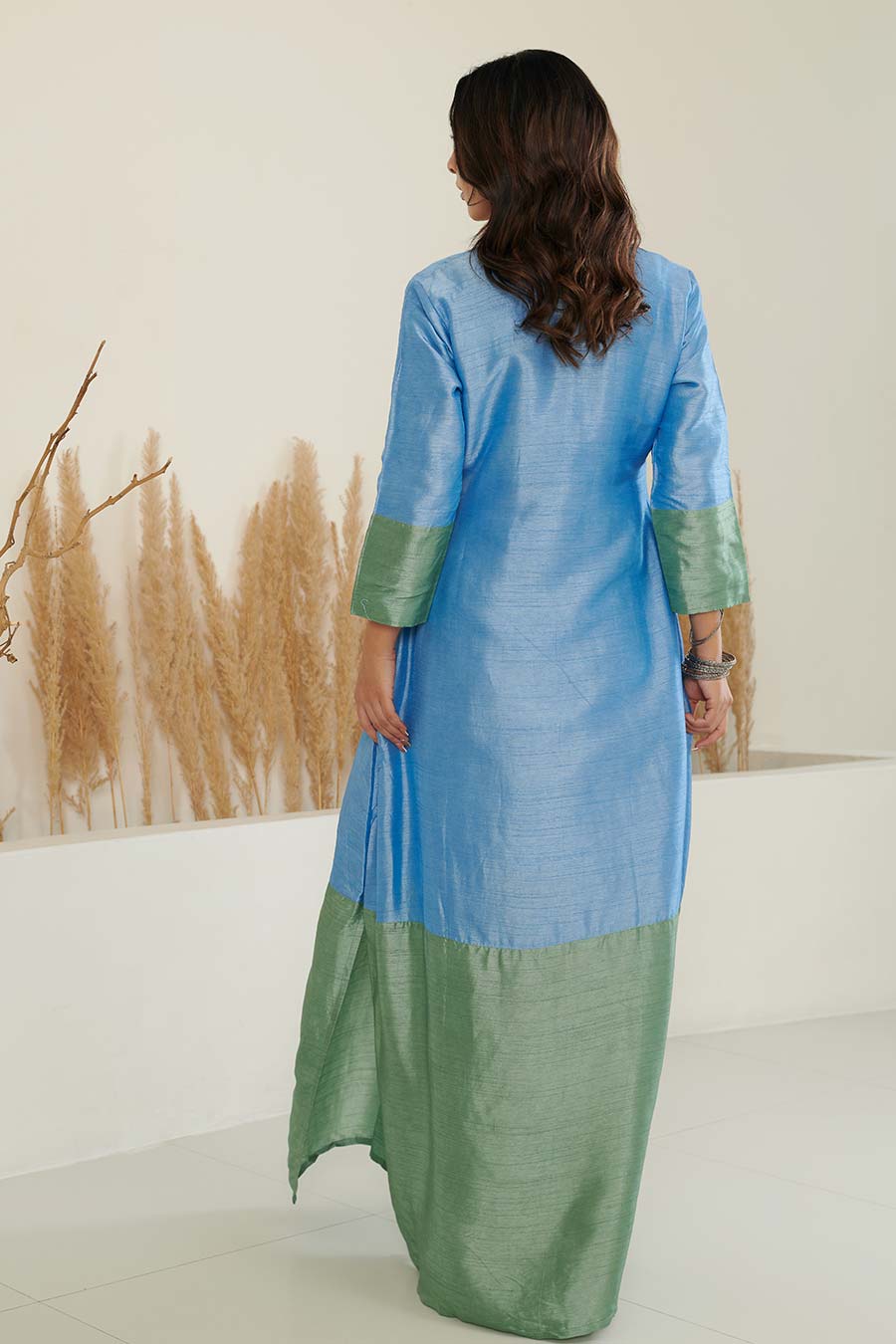 SeiNe Colour Block Silk Kaftan-Cut Dress