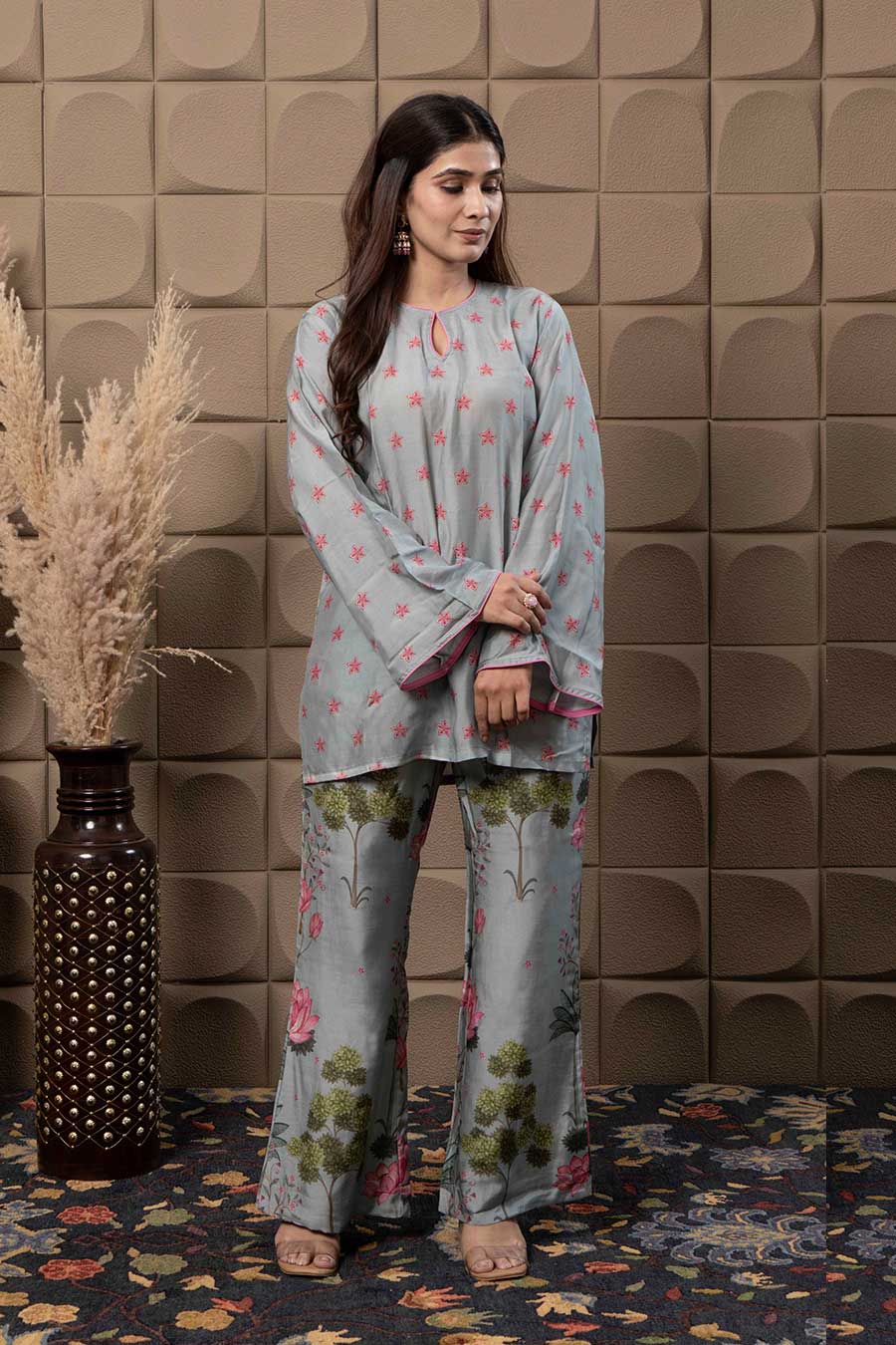 Blue Floral Print Co-Ord Set