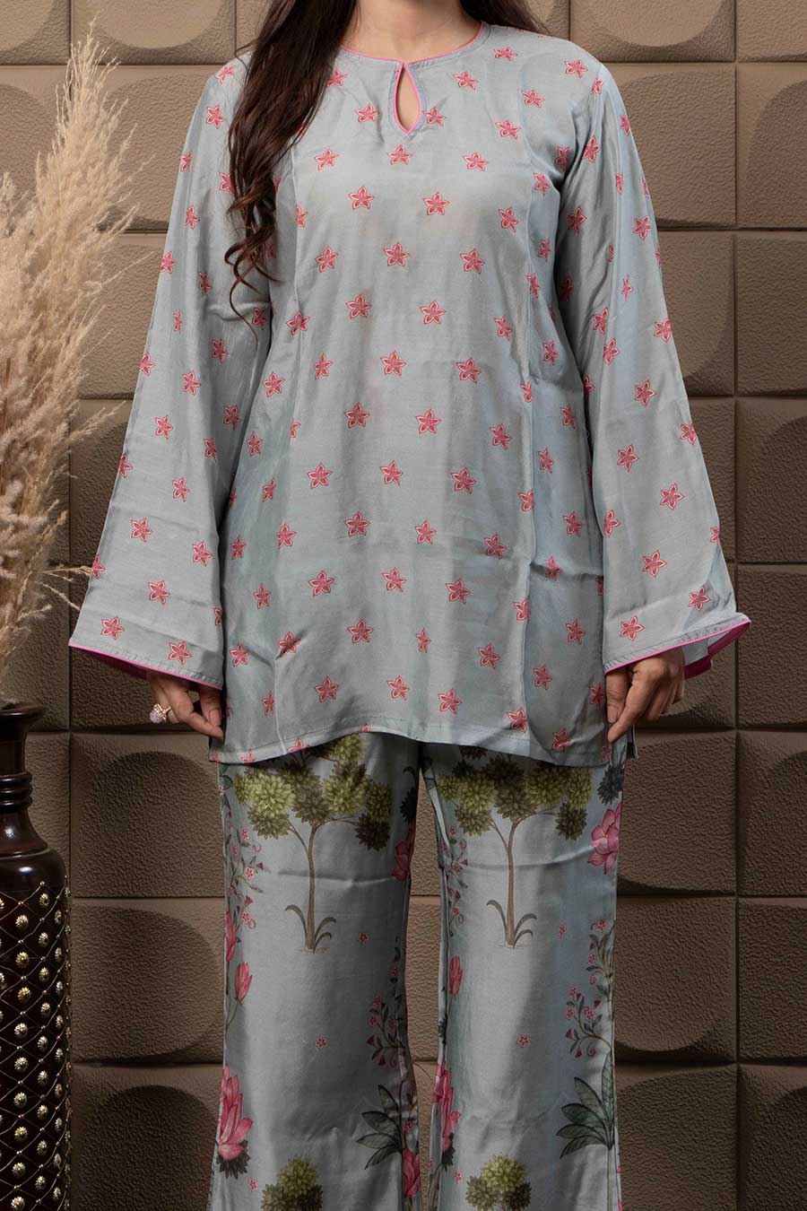 Blue Floral Print Co-Ord Set