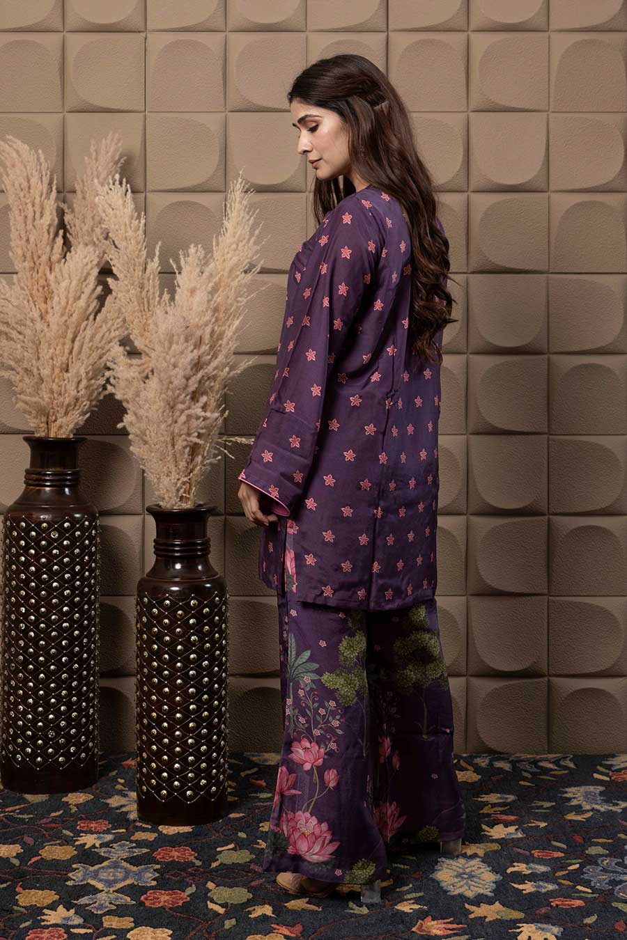 Purple Floral Print Co-Ord Set