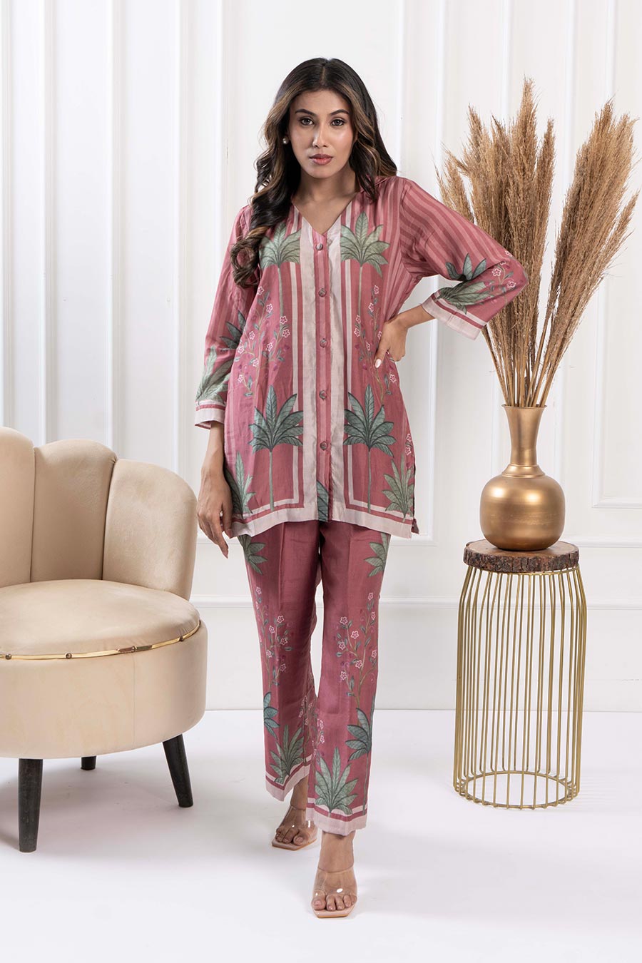 Mauve Floral Print Co-Ord Set