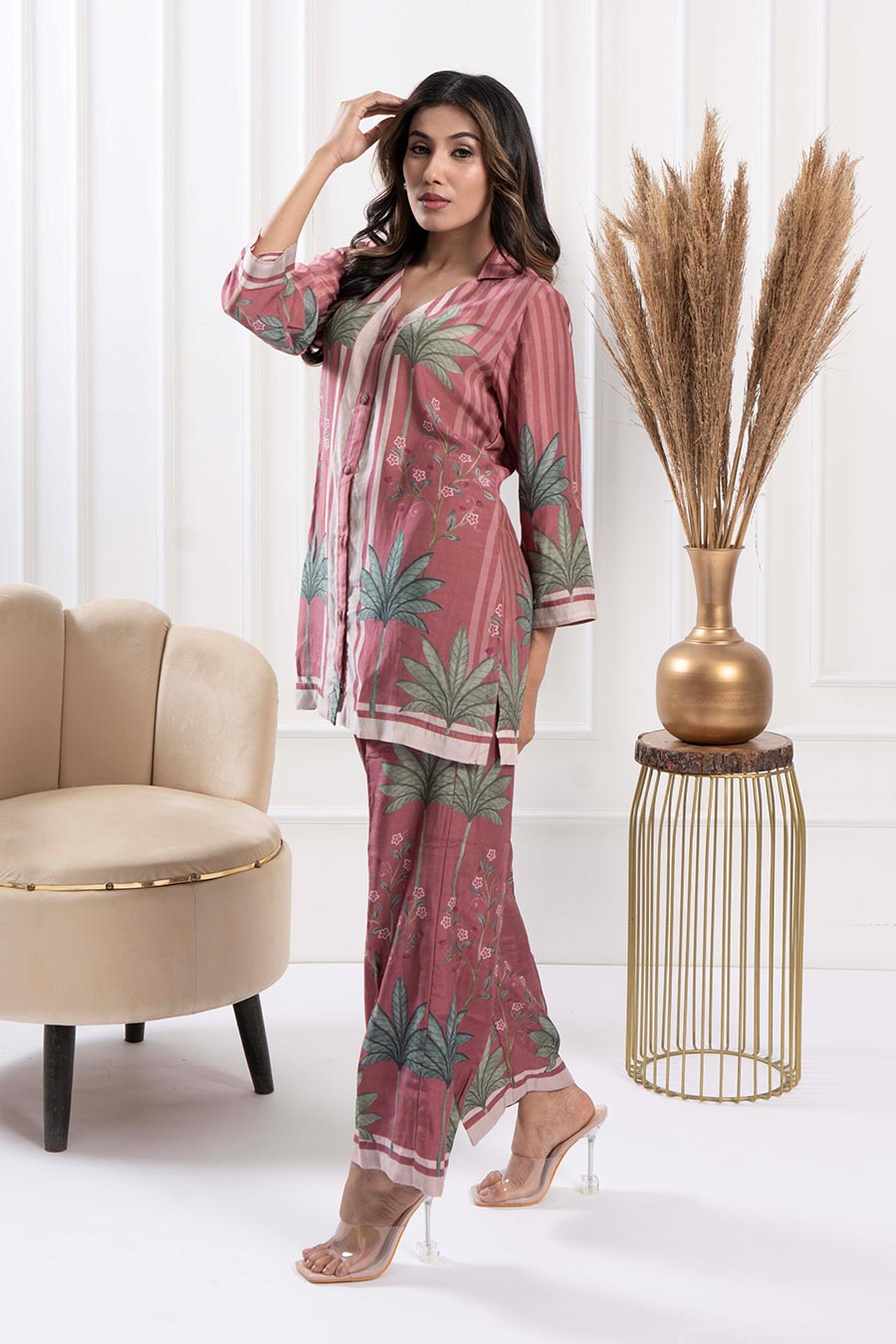Mauve Floral Print Co-Ord Set