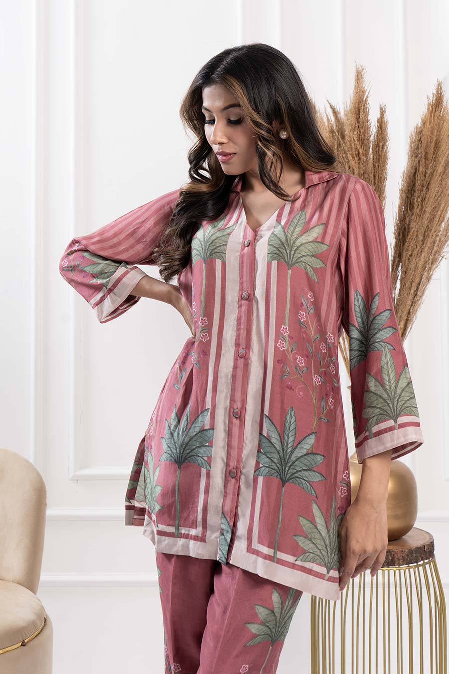 Mauve Floral Print Co-Ord Set