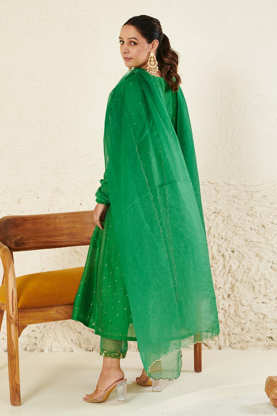 Green Embroidered Angrakha Set