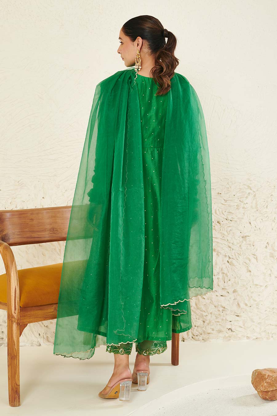 Green Embroidered Angrakha Set