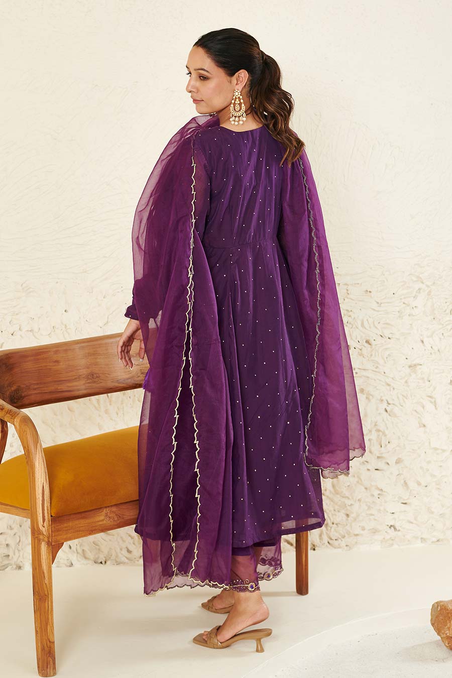 Purple Embroidered Angrakha Set