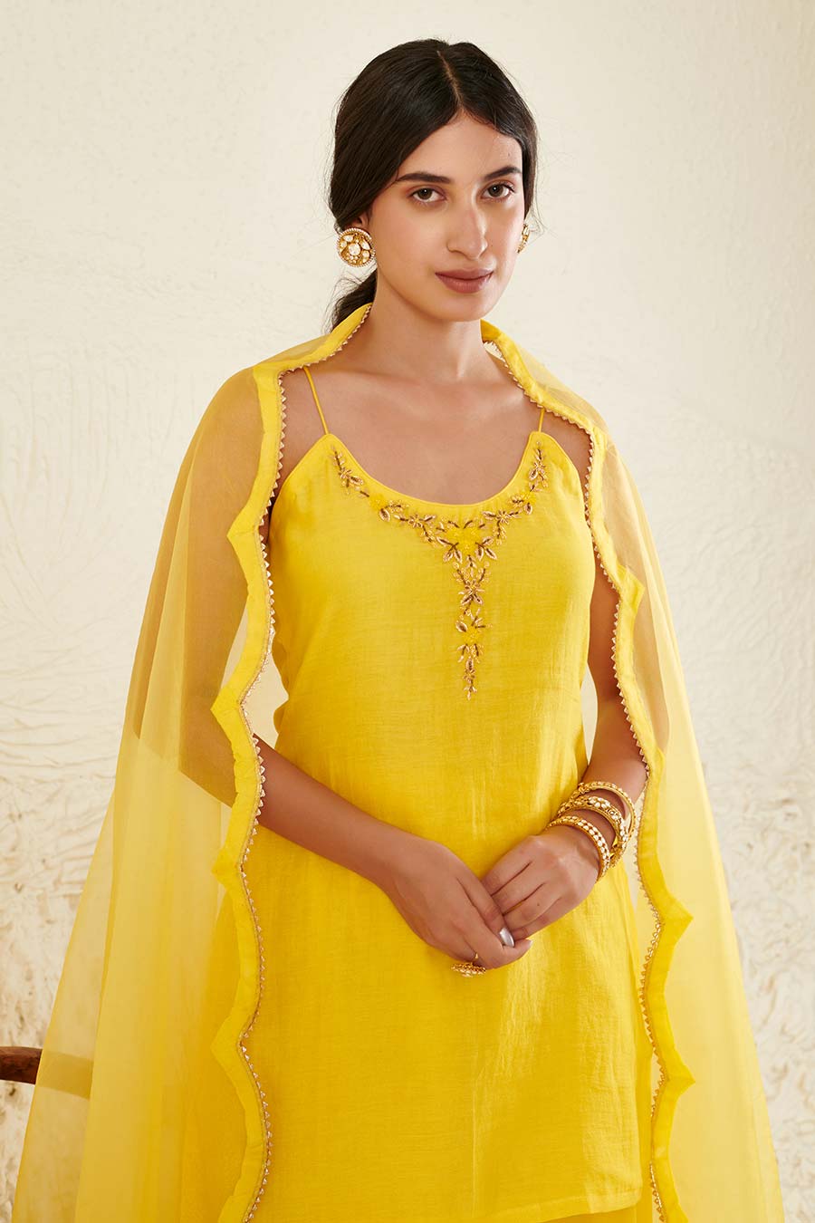 Yellow Embroidered Gharara Set