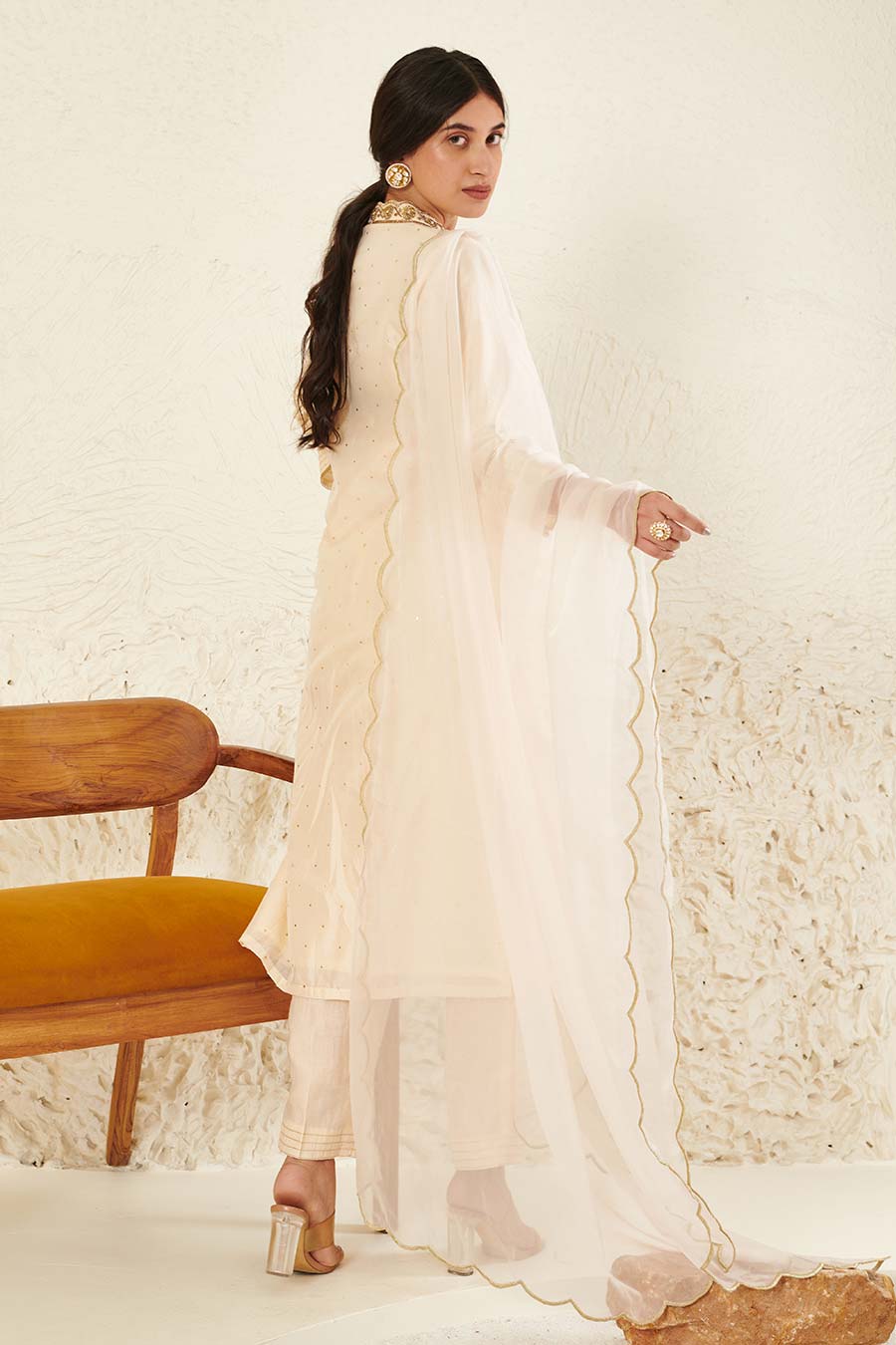 Ivory Embroidered Kurta Set