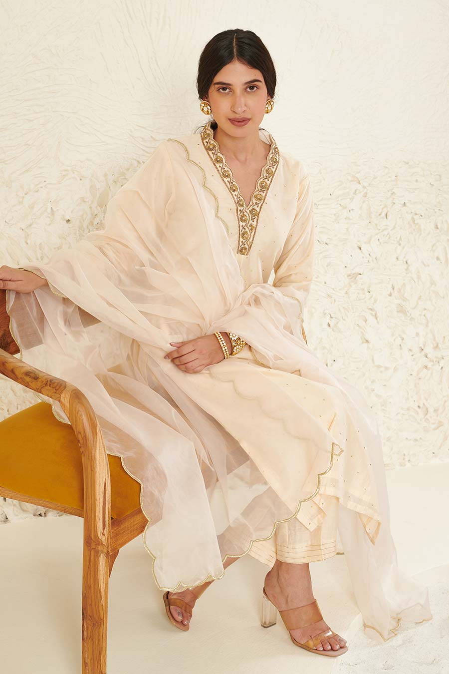 Ivory Embroidered Kurta Set