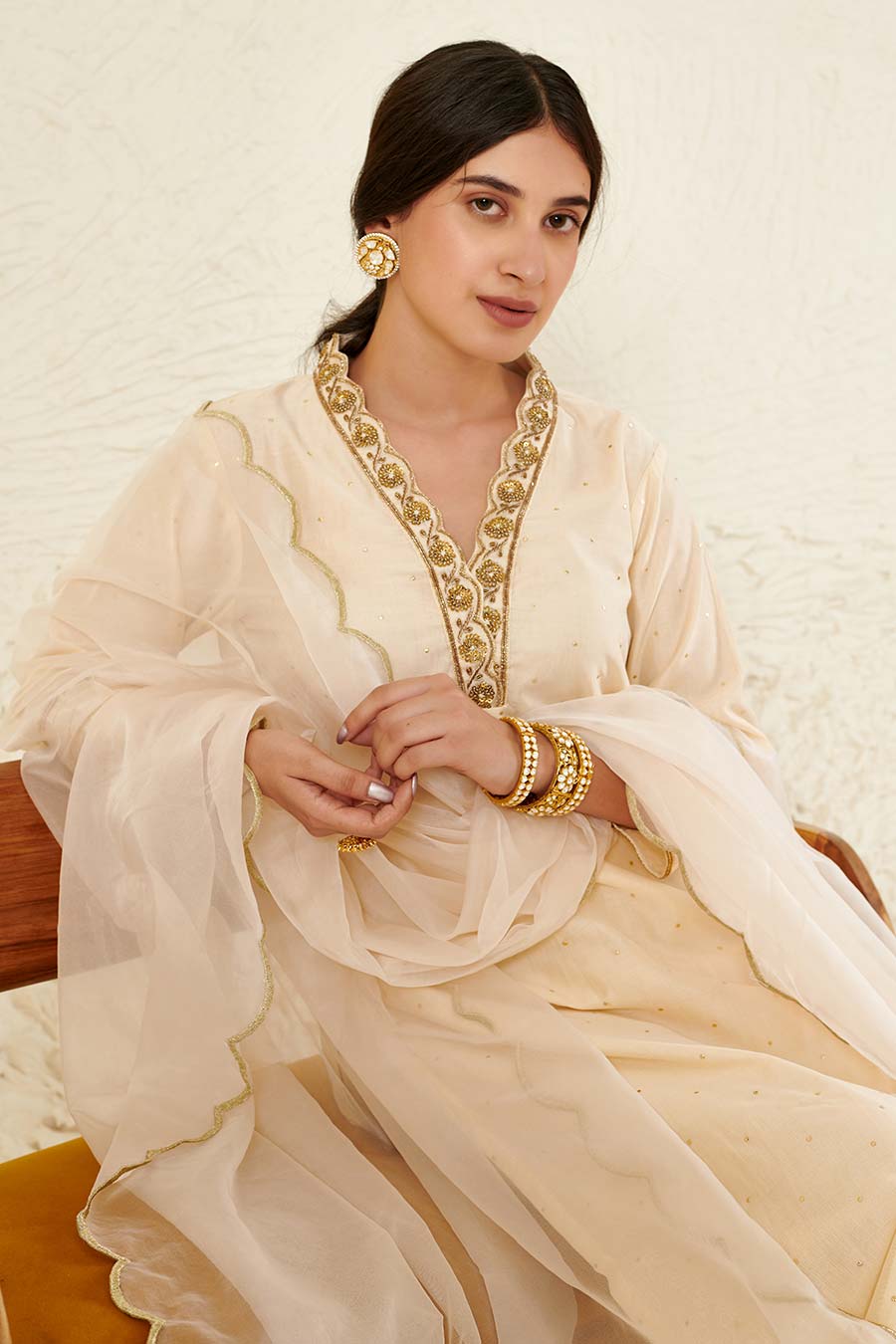 Ivory Embroidered Kurta Set