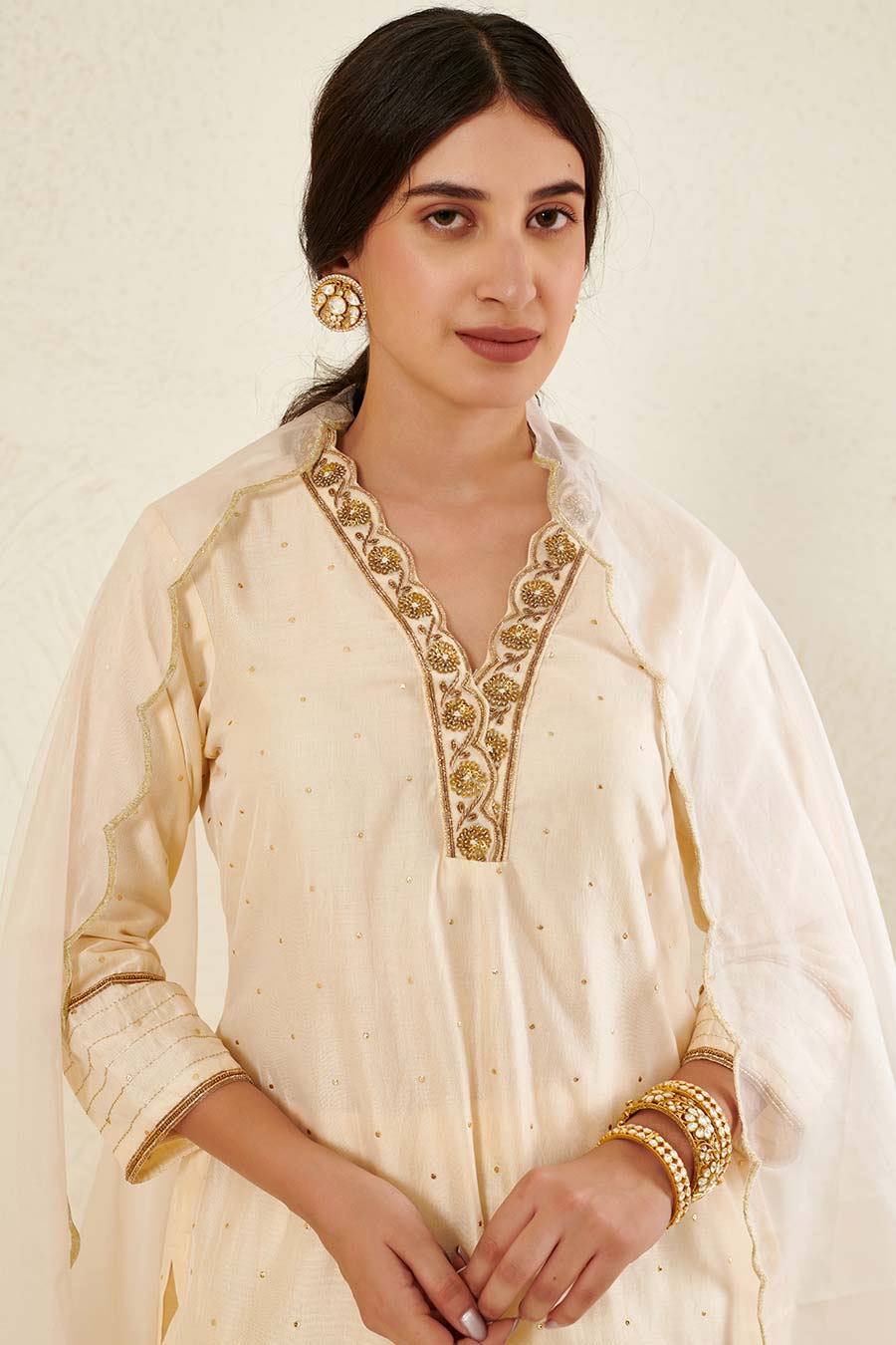 Ivory Embroidered Kurta Set