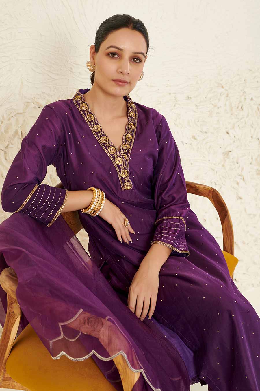 Purple Embroidered Kurta Set