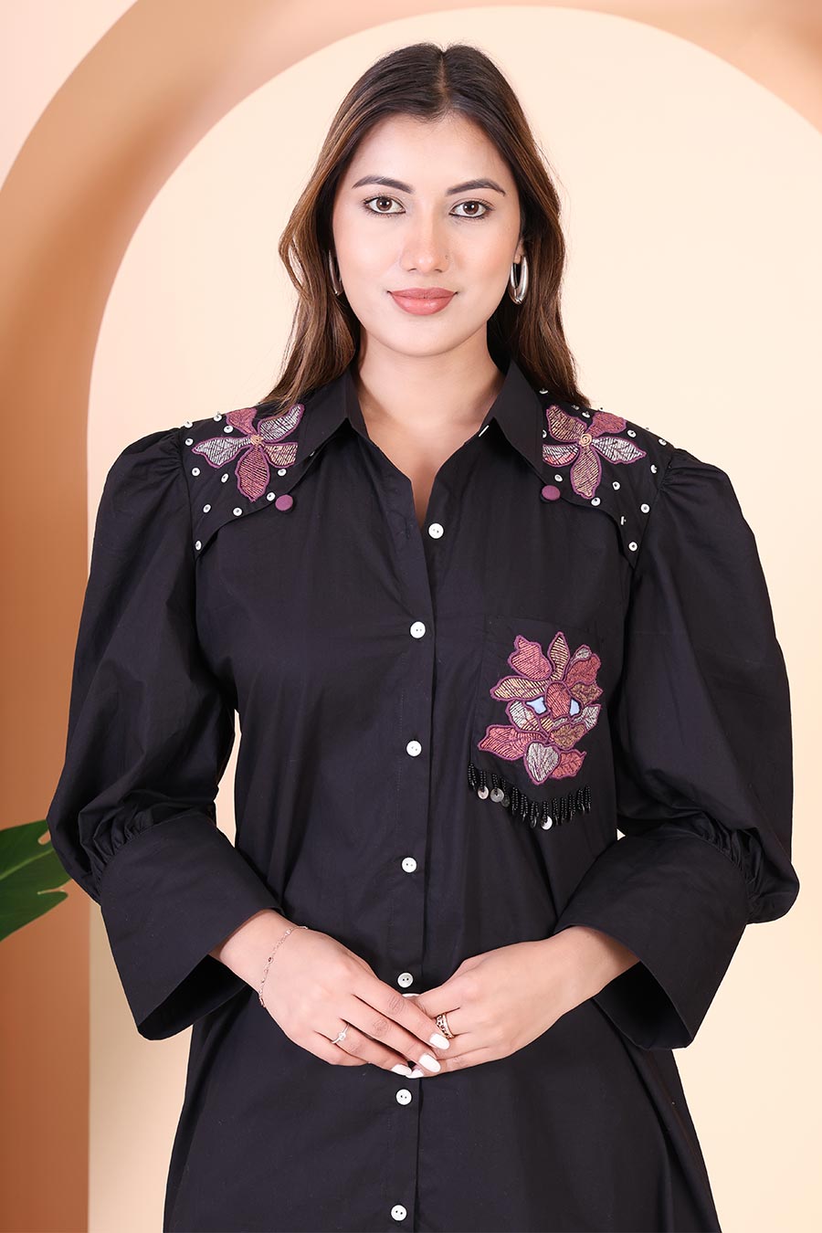 Black Cut-Work Embroidered Dress