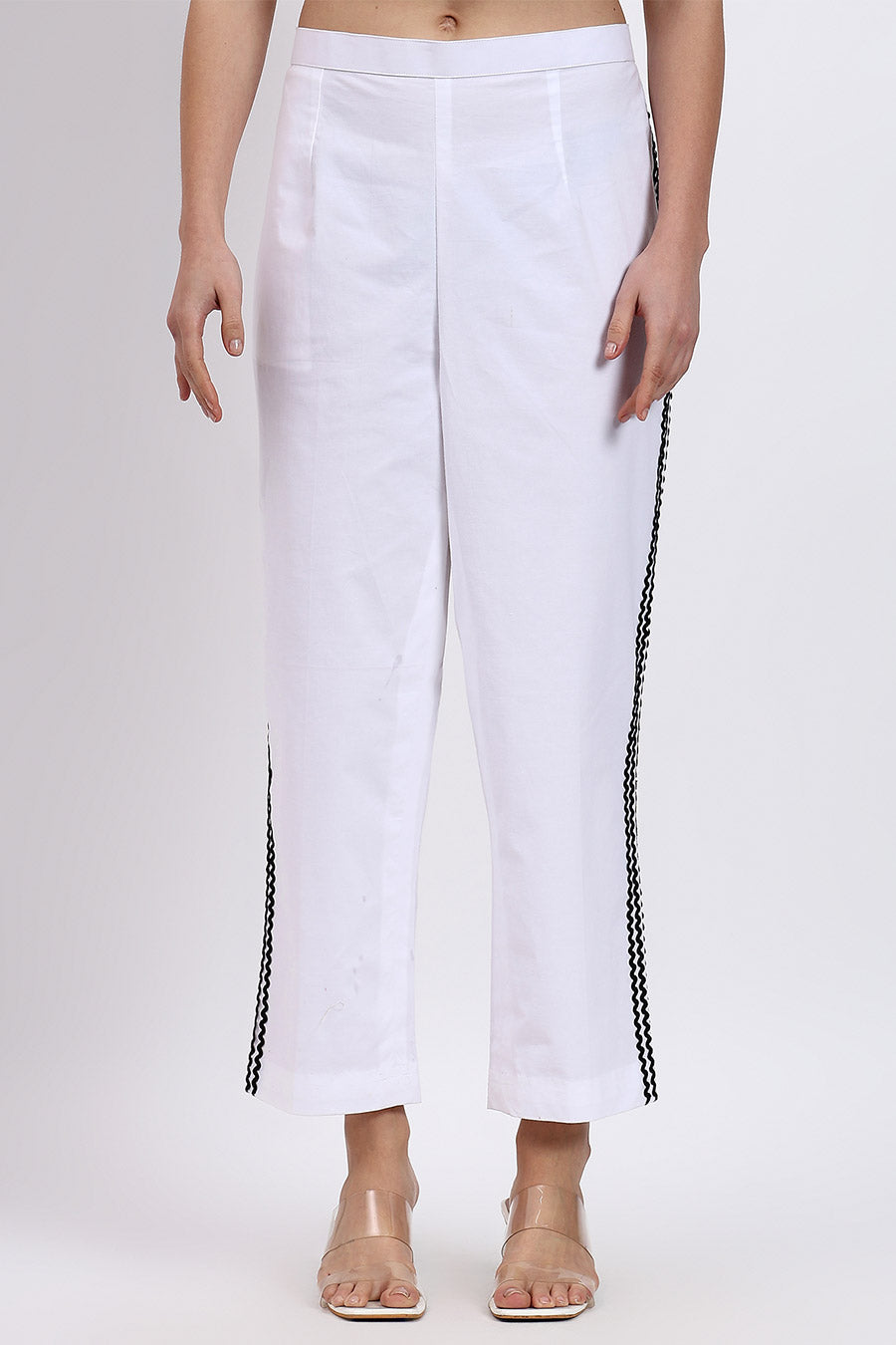 White Embellished Shirt & Pant Co-Ord Set