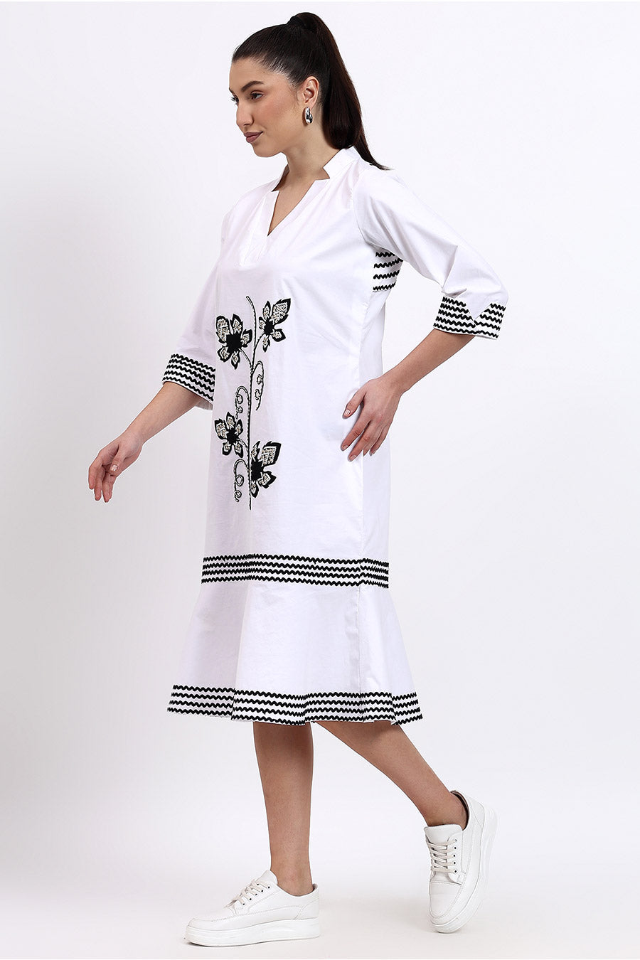 White Cut-Out Embellished Dress