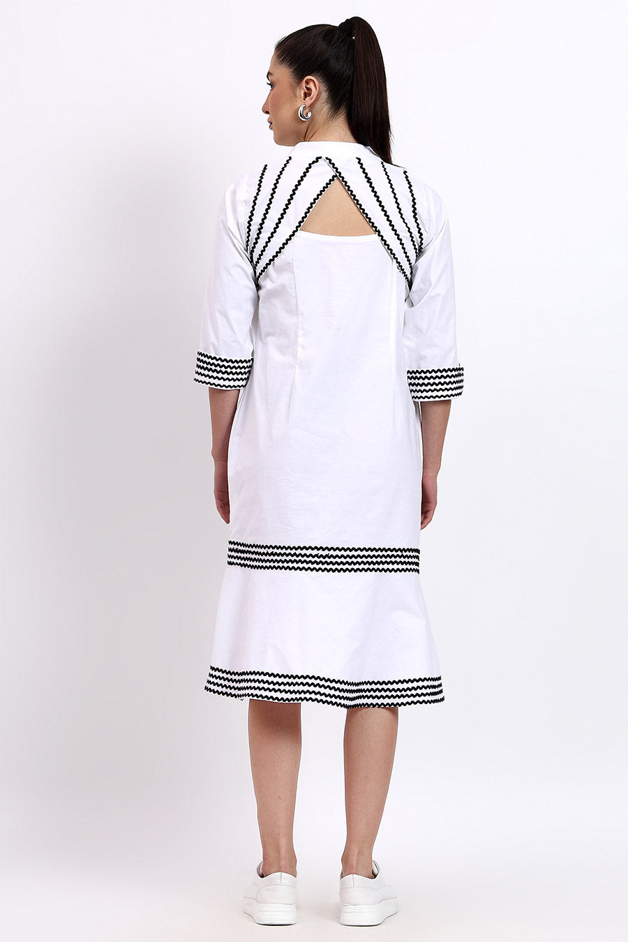 White Cut-Out Embellished Dress